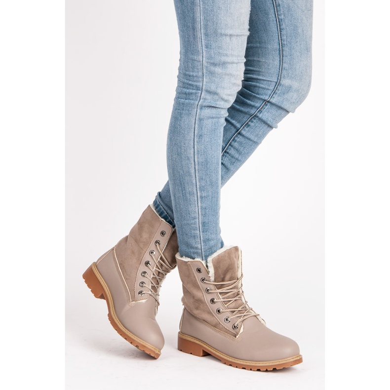 SHELOVET Caçadores elegantes com pele de carneiro cinza 1