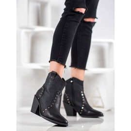 Small Swan Botas de cowboy quentes em salto alto preto 2