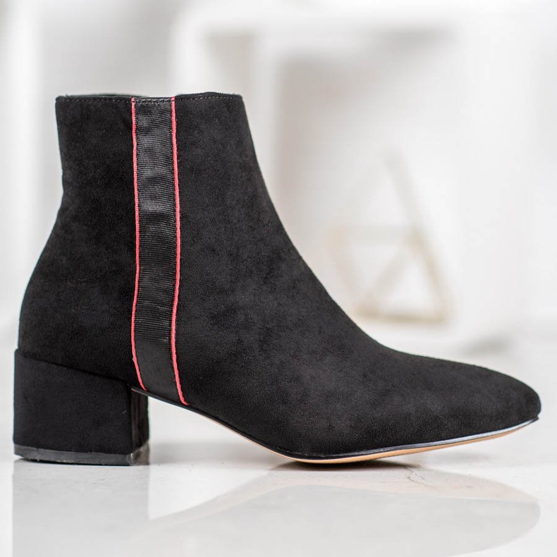 SHELOVET Botas de camurça com cinto decorativo preto 2