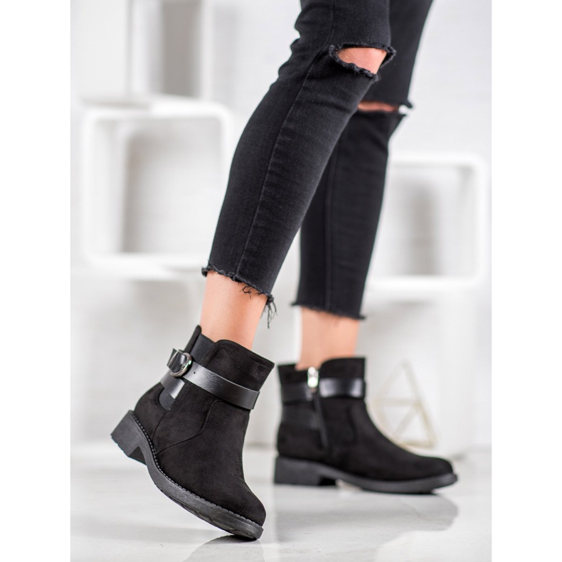 SHELOVET Trabalhadores de camurça com fivela preto 2 SHELOVET Trabalhadores de camurça com fivela preto 2