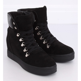 Botas pretas RQ216 Serpentine de cunha preta preto 1