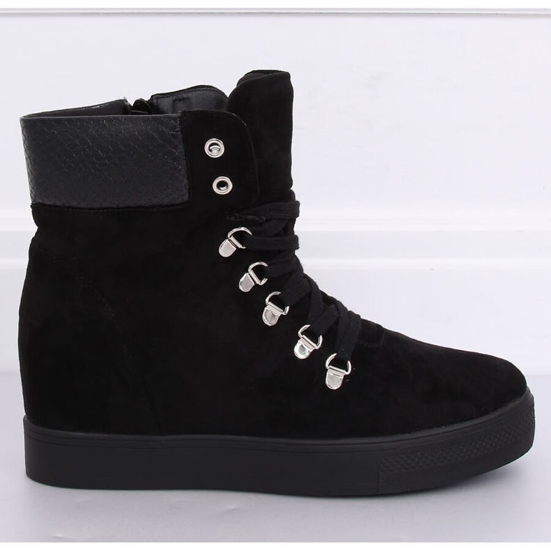 Botas pretas RQ216 Serpentine de cunha preta preto 2