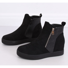 Botas pretas RQ235 pretas em uma cunha escondida preto 2