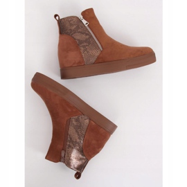 Botas em camelo de cunha oculta RQ235 Camel marrom 2