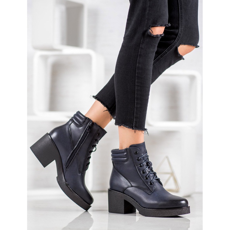 Super Mode Botas confortáveis de couro ecológico azul 1 Super Mode Botas confortáveis de couro ecológico azul 1