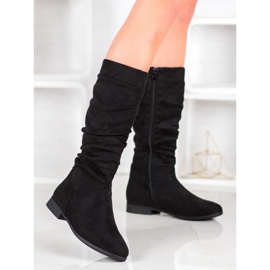 SHELOVET Botas de camurça acima do joelho preto 2