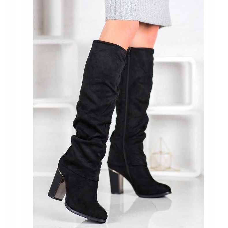 SDS Botas elegantes de salto alto preto 2