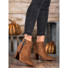 Small Swan Botinhas de camurça com zíper marrom 2