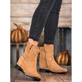 Ideal Shoes Botas de cowboy quentes em cunha marrom 2
