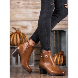 Ideal Shoes Botas clássicas de couro ecológico castanho 1