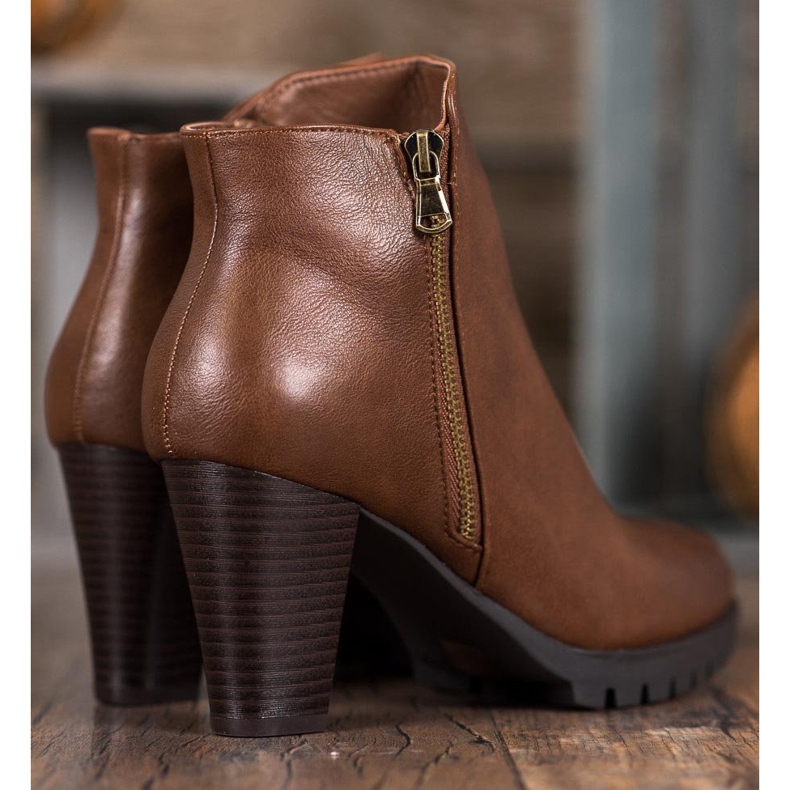 Anesia Paris Botas elegantes de couro ecológico castanho 1