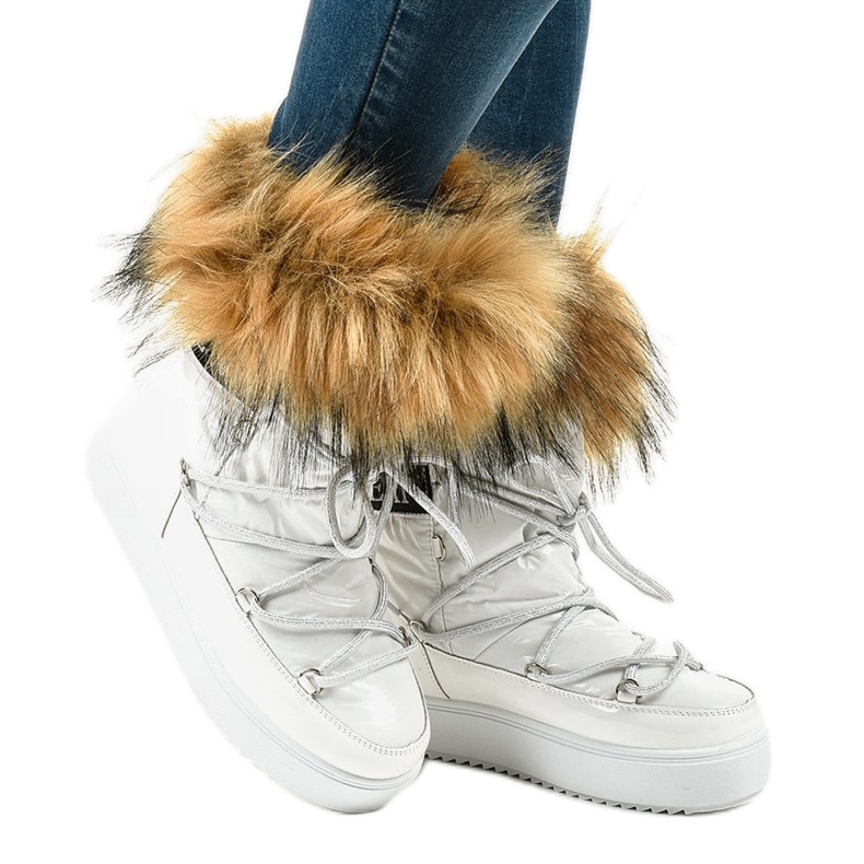 Botas de neve elegantes brancas com pele 119-39 branco 1 Botas de neve elegantes brancas com pele 119-39 branco 1