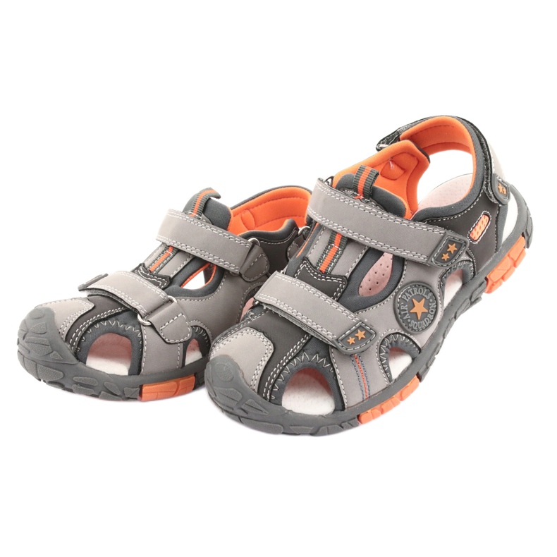 American Club Sapatos de sandália com inserção de couro americano DR02 castanho laranja cinza 3