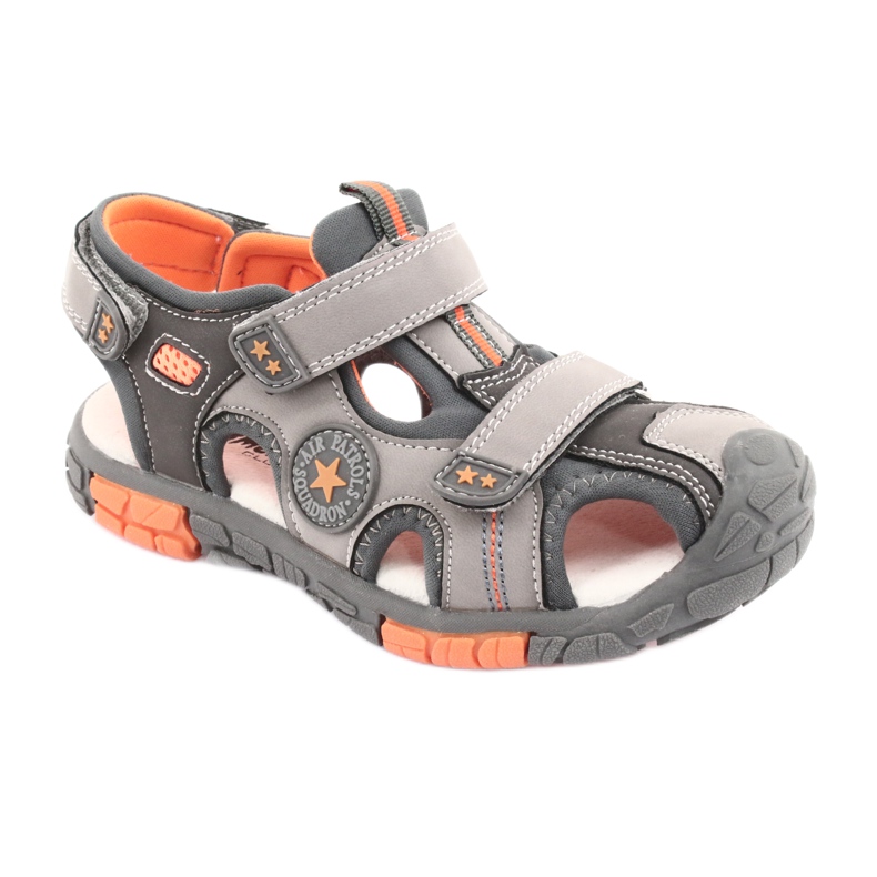 American Club Sapatos de sandália com inserção de couro americano DR02 marrom laranja cinza 1