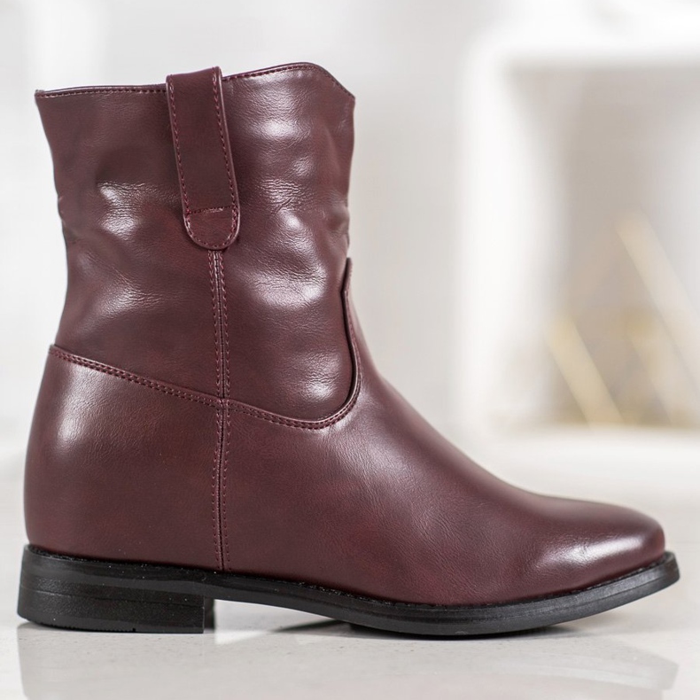 Ideal Shoes Botas de cowboy com couro ecológico vermelho 1