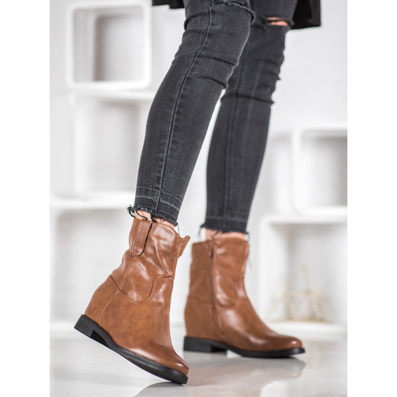 Ideal Shoes Botas de cowboy com couro ecológico castanho 2