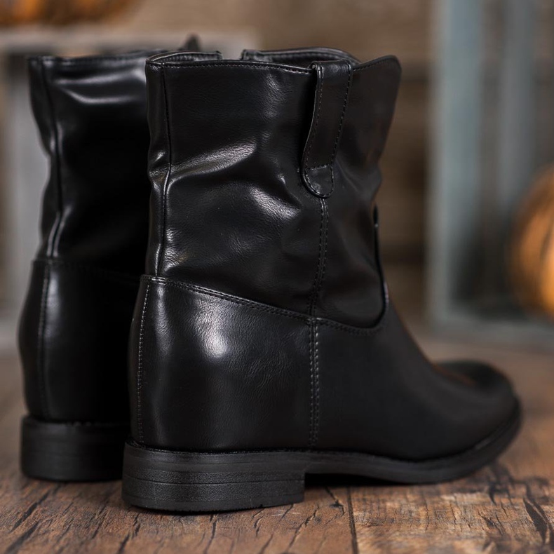 Ideal Shoes Botas de cowboy com couro ecológico preto 1