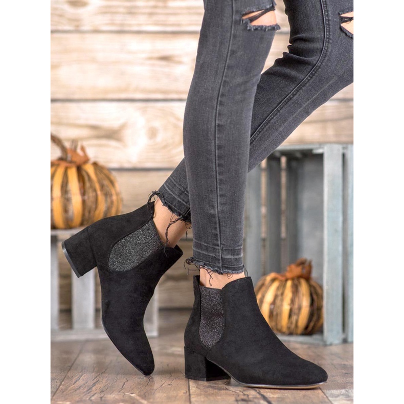 Ideal Shoes Chelsea Boots Com Glitter preto 1