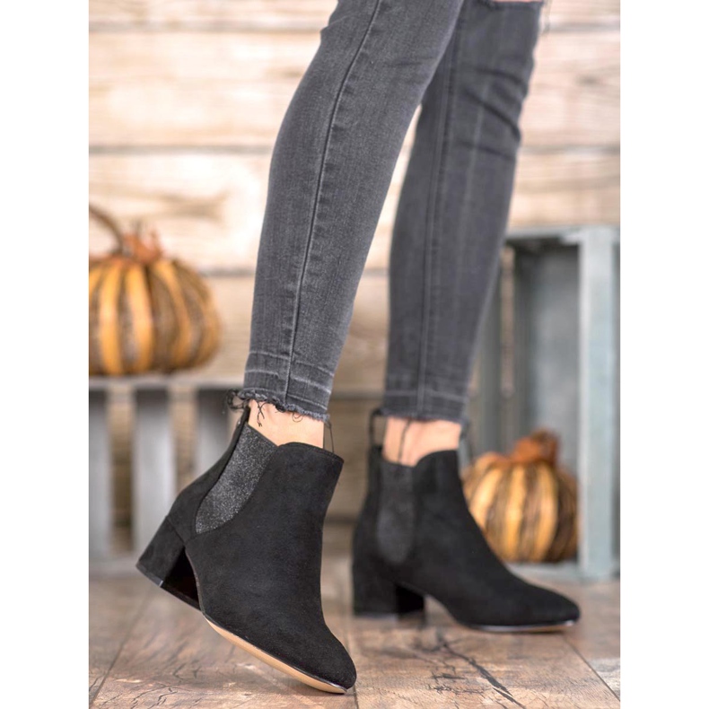 Ideal Shoes Chelsea Boots Com Glitter preto 2