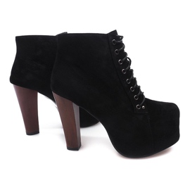 Botas maciças de camurça com salto B753 pretas preto 1