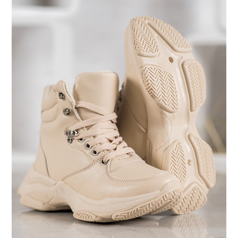 Ideal Shoes Tênis de couro ecológico marrom 1