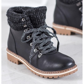 Goodin Botas de caminhada com cordões decorativos preto 1