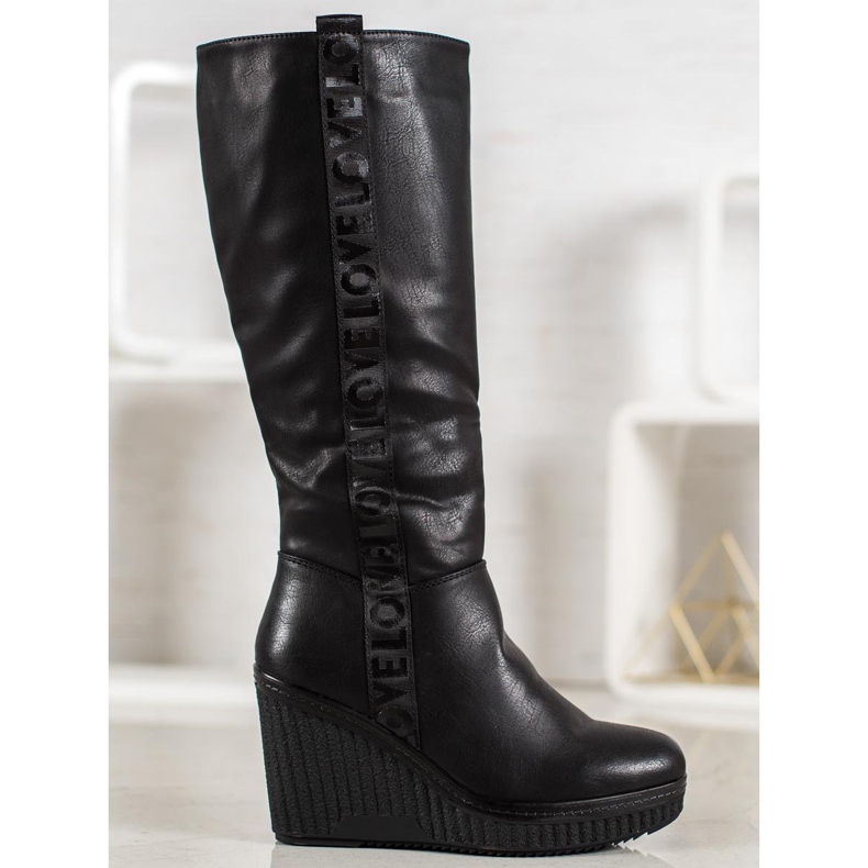 Goodin Amor de botas de cunha preto 2