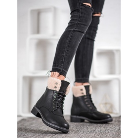 SHELOVET Caçadores com pele de carneiro preto 1