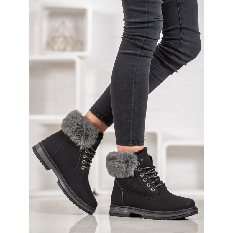 SHELOVET Armadilhas Pretas Com Pele preto 1