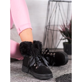 Queen Vivi Sapatinhos de atar com pele preto 1 Queen Vivi Sapatinhos de atar com pele preto 1