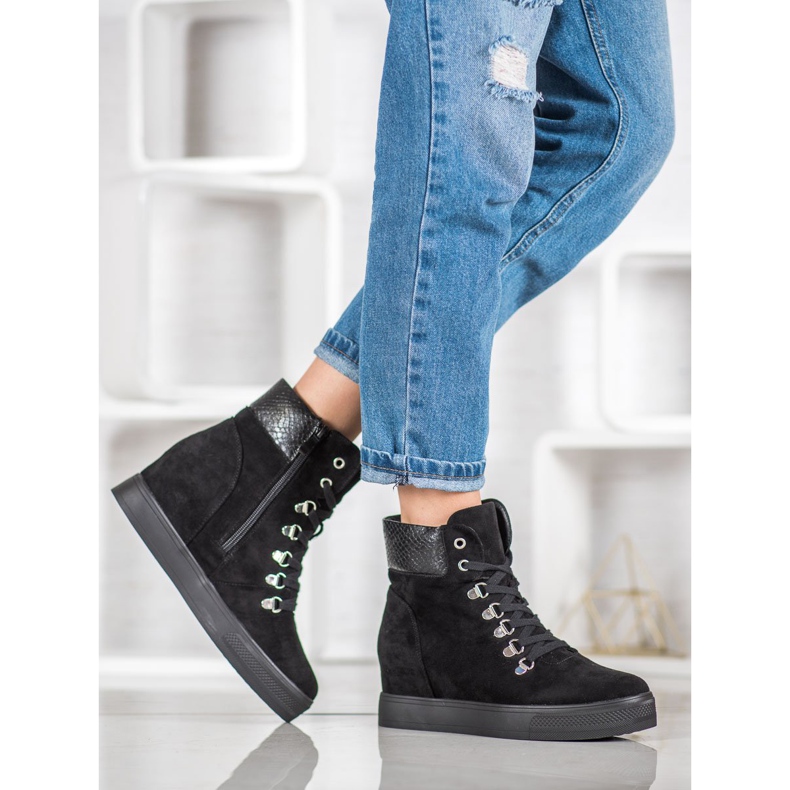 Bestelle Botas de cunha elegantes preto 1