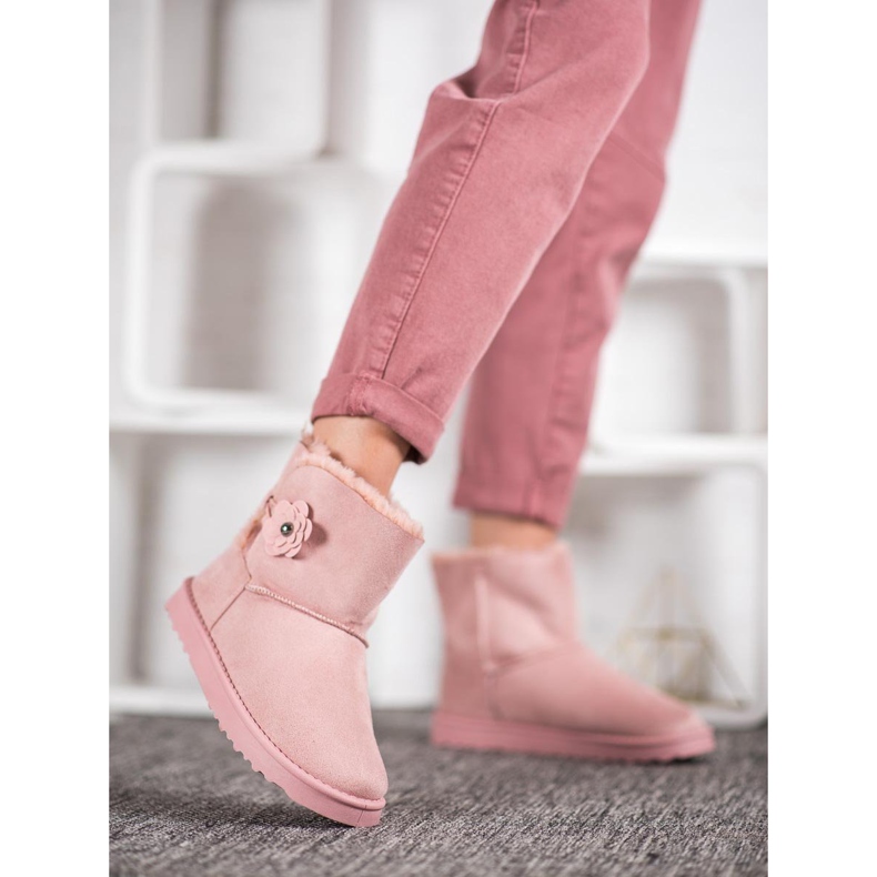 SHELOVET Mukluki com flor rosa 1