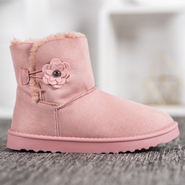 SHELOVET Mukluki com flor rosa 2