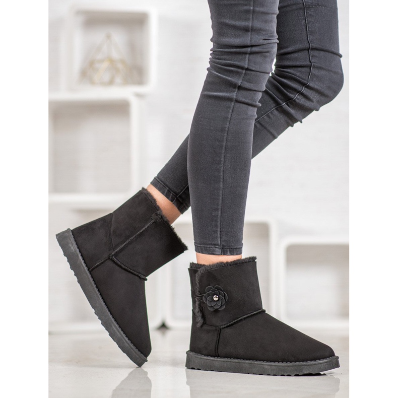 SHELOVET Mukluki com flor preto 1