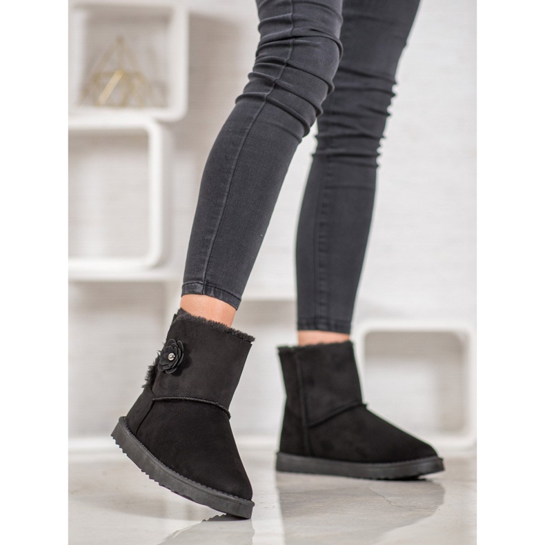 SHELOVET Mukluki com flor preto 2