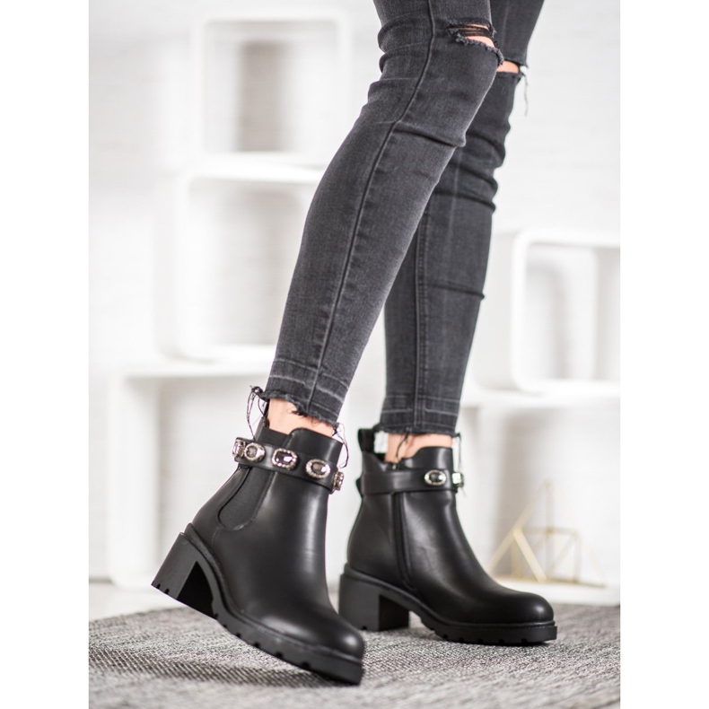 Forever Folie Botas chelsea com cinto decorativo preto 2