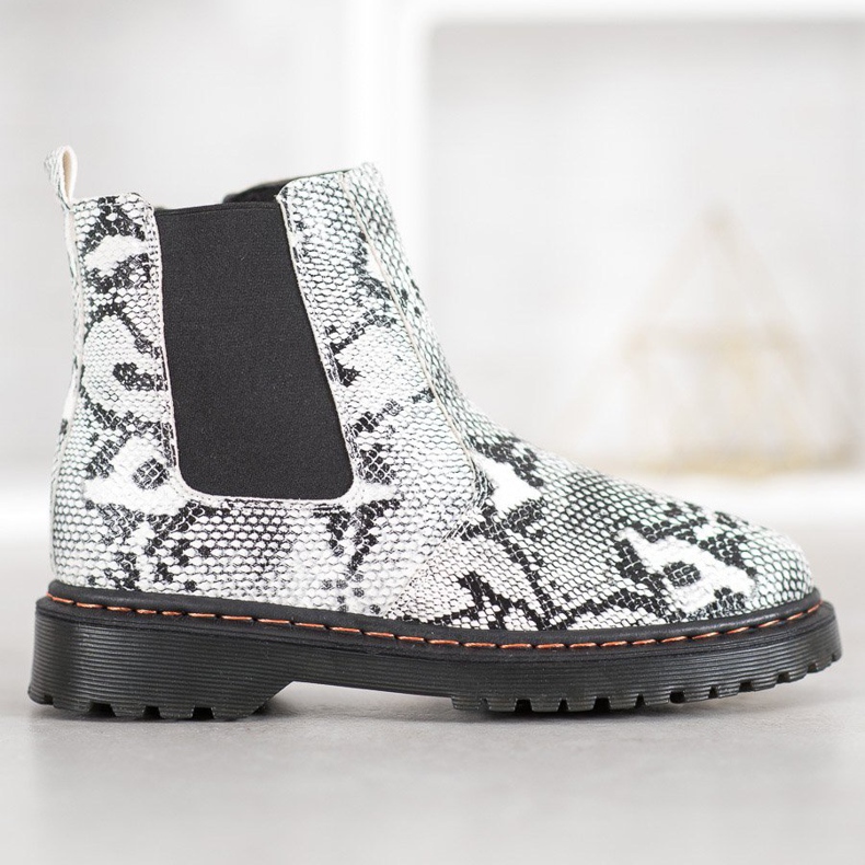 SHELOVET Chelsea Boots na plataforma branco preto 1