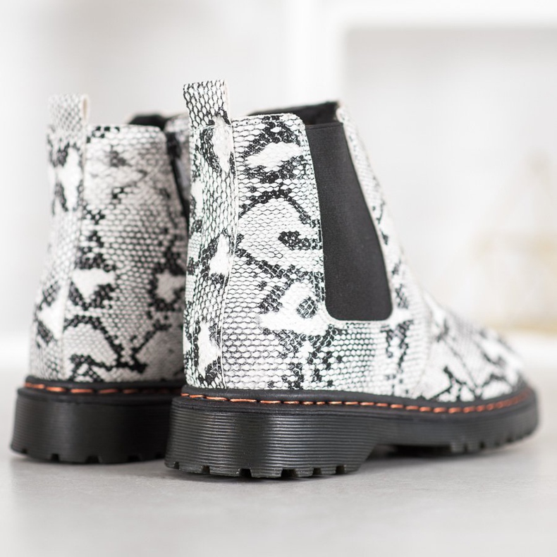 SHELOVET Chelsea Boots na plataforma branco preto 2