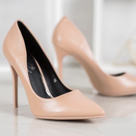 Small Swan Sapatos de salto alto sexy castanho 2