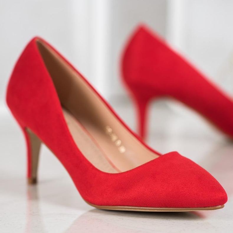 SHELOVET Bombas de camurça vermelha vermelho 1