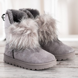 Bella Paris Botas de neve com pele cinza 2 Bella Paris Botas de neve com pele cinza 2