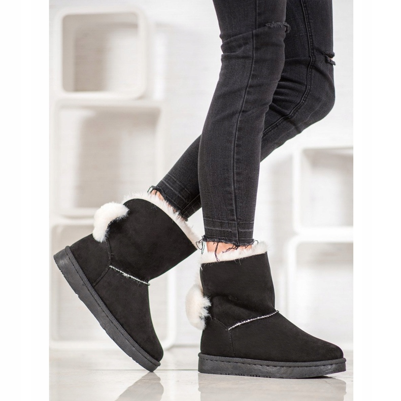 Bella Paris Botas de neve com pompons preto 1 Bella Paris Botas de neve com pompons preto 1