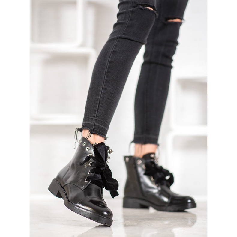 Bella Paris Botas Com Laço Decorativo preto 1