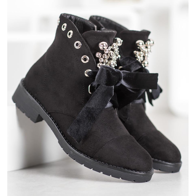 Bella Paris Botas Com Laço Decorativo preto 2