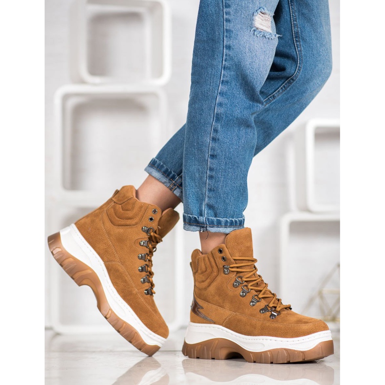 Seastar Botas de amarrar da moda castanho 1