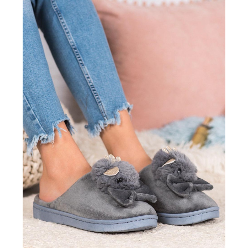 SHELOVET Chinelos com laço cinza 1