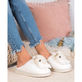 SHELOVET Chinelos com laço branco 2