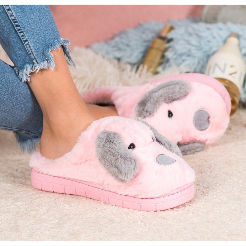 SHELOVET Chinelos de cachorro rosa 2