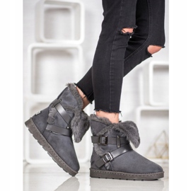 Bona Mukluki de camurça com listras cinza 1