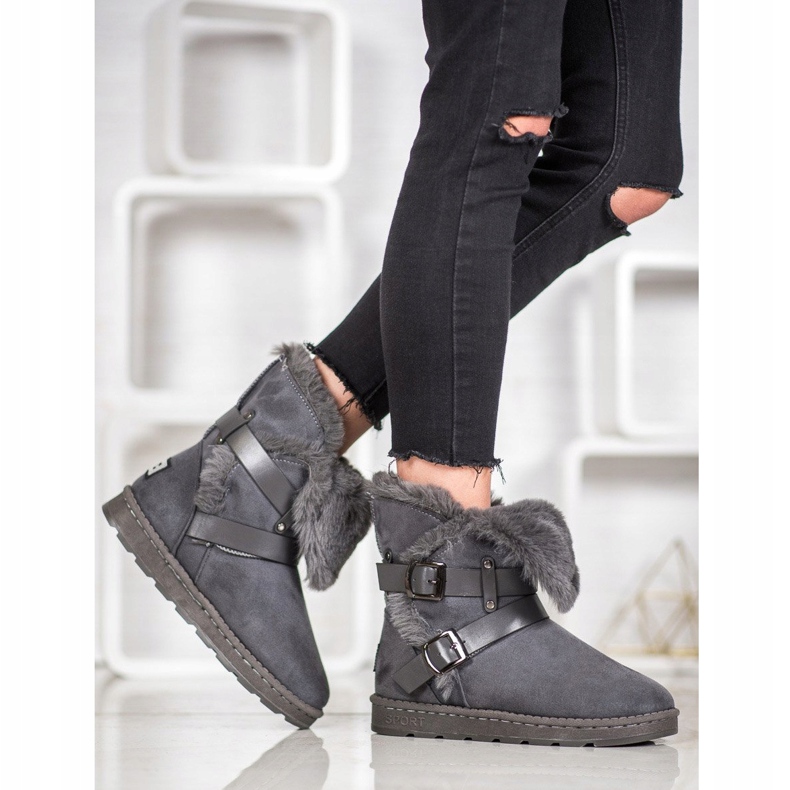 Bona Mukluki de camurça com listras cinza 1